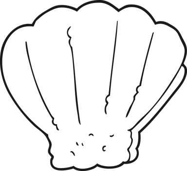 hand drawn black and white cartoon shell png