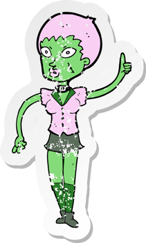 retro distressed sticker of a cartoon halloween girl png