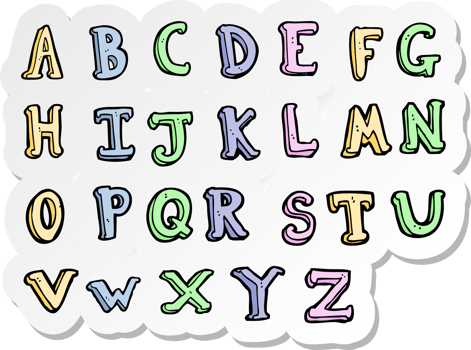 sticker of a cartoon alphabet png
