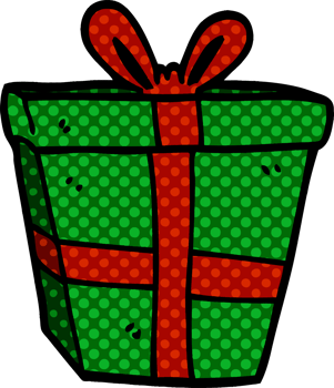 cartoon doodle gift wrapped present png