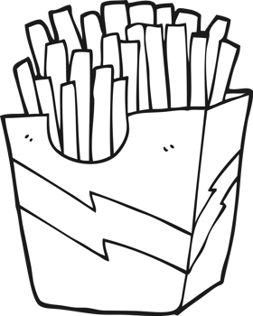 freehand drawn black and white cartoon french fries png