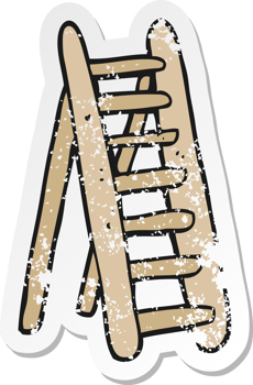 retro distressed sticker of a cartoon ladder png
