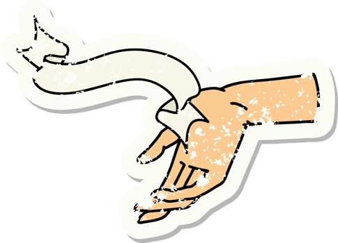 worn old sticker with banner of a hand png