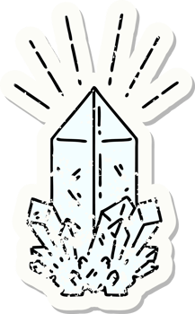 worn old sticker of a tattoo style quartz crystal png