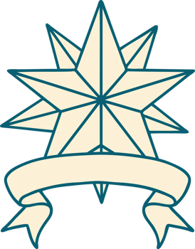 traditional tattoo with banner of a star png