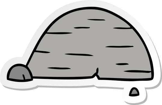 hand drawn sticker cartoon doodle of grey stone boulder png