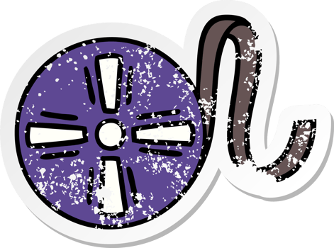 distressed sticker of a cute cartoon movie roll png