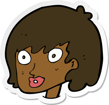 sticker of a cartoon happy female face png