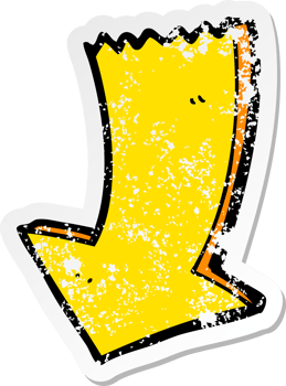 distressed sticker of a cartoon pointing arrow png