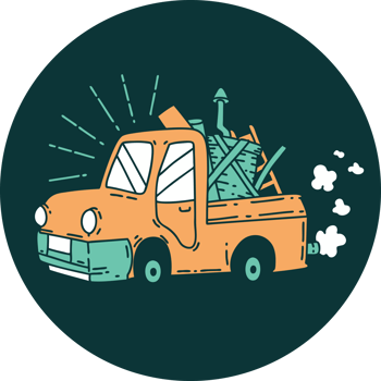 icon of a tattoo style truck carrying junk png