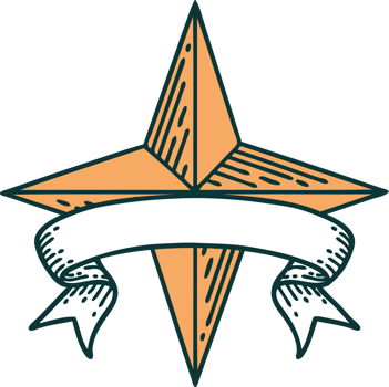 traditional tattoo with banner of a star png