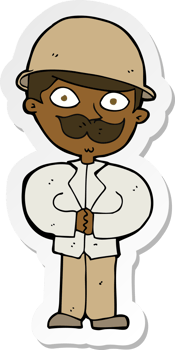 sticker of a cartoon man in safari hat png