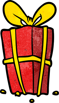 cartoon christmas present wrapped with bow png