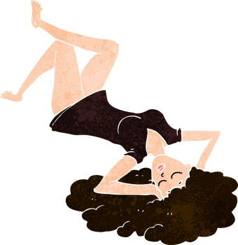 cartoon woman lying on floor png