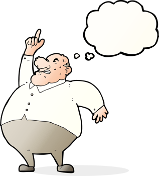 cartoon big fat boss with thought bubble png