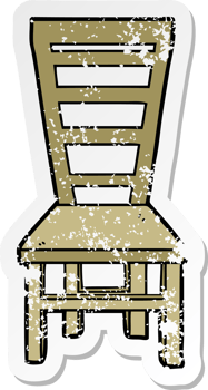 distressed sticker of a old wooden chair cartoon png