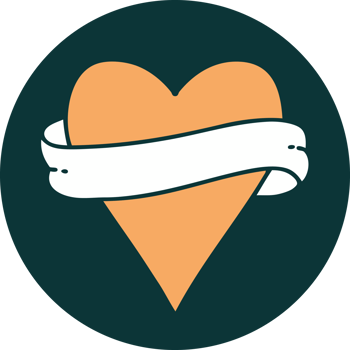 iconic tattoo style image of a heart and banner png