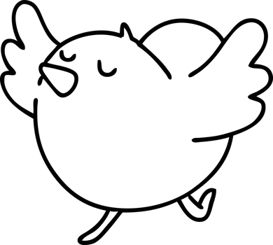 line doodle of a happy bird dancing png