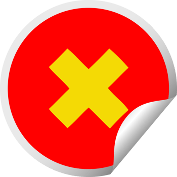 circular peeling sticker cartoon of a multiplication symbol png