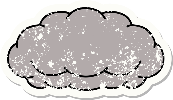 distressed sticker tattoo in traditional style of a grey cloud png