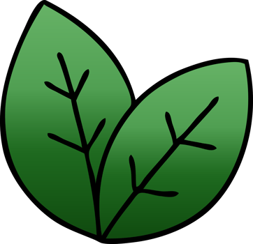 gradient shaded quirky cartoon leaves png