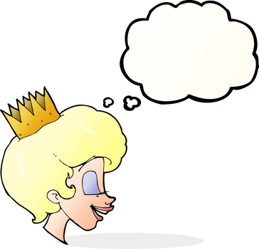 cartoon princess with thought bubble png