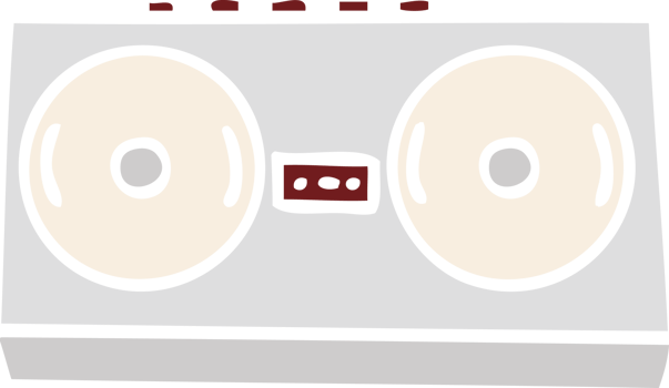 flat color retro cartoon of a retro radio png