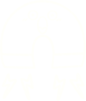 a drawing of a magnet with a white outline png