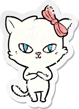distressed sticker of a cute cartoon cat png