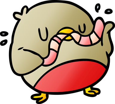 cartoon bird eating worm png