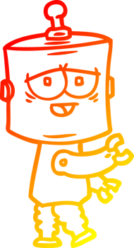 warm gradient line drawing of a cartoon robot png