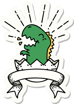sticker of a tattoo style hatching dinosaur png