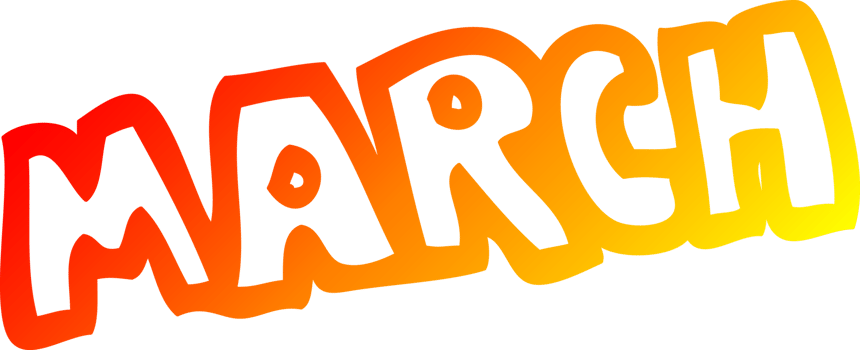warm gradient line drawing of a cartoon month of march png