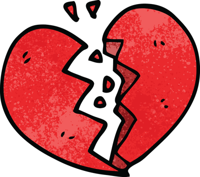 cartoon doodle broken heart png