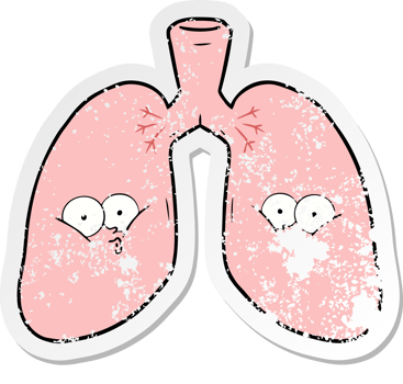 distressed sticker of a cartoon lungs png