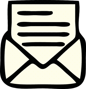 comic book style cartoon of a letter and envelope png