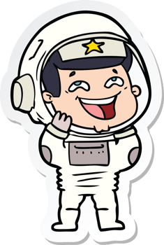 sticker of a cartoon laughing astronaut png