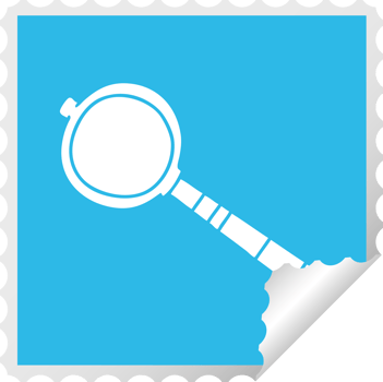 square peeling sticker quirky cartoon magnifying glass png