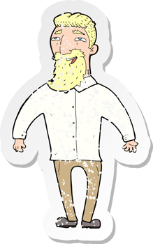 retro distressed sticker of a cartoon happy man with beard png