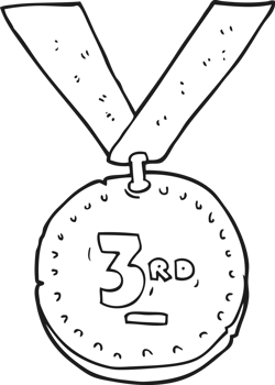 drawn black and white cartoon sports medal png