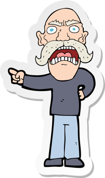 sticker of a cartoon angry old man png