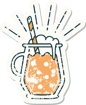 worn old sticker of a tattoo style ginger beer png
