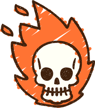 Flaming Skull Chalk Drawing png