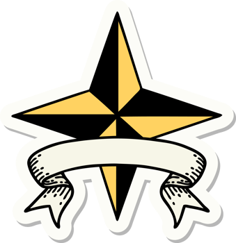 tattoo style sticker with banner of a star png