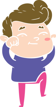 happy flat color style cartoon man png