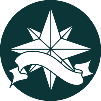 tattoo style icon with banner of a star png