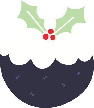 hand drawn quirky cartoon christmas pudding png