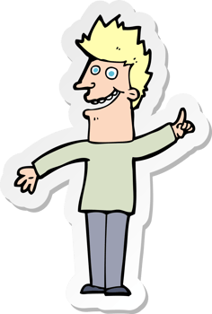sticker of a cartoon happy man png