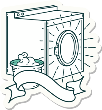 sticker of a tattoo style washing machine png