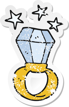 retro distressed sticker of a cartoon huge engagement ring png